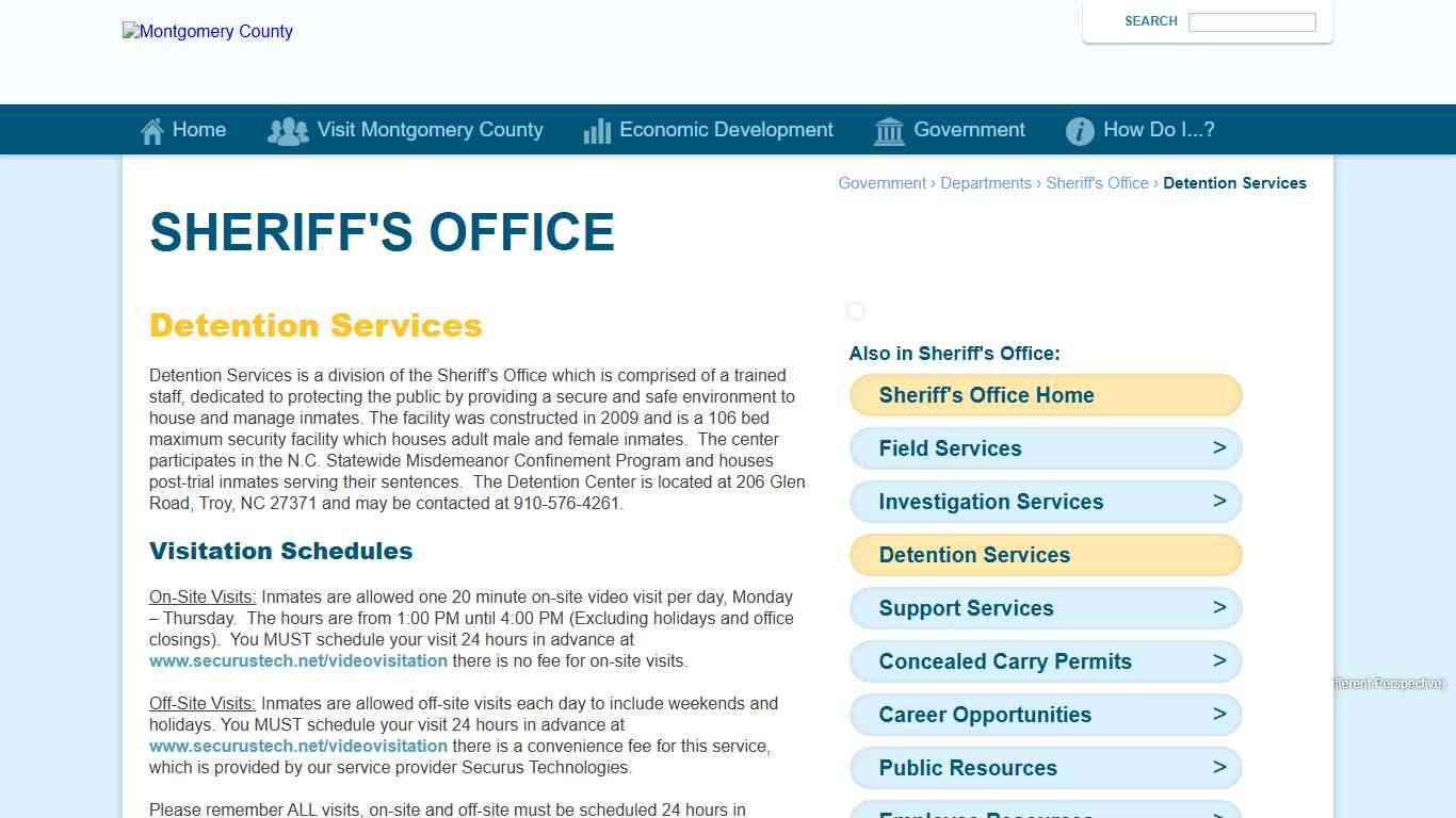 Detention Services - Montgomery County